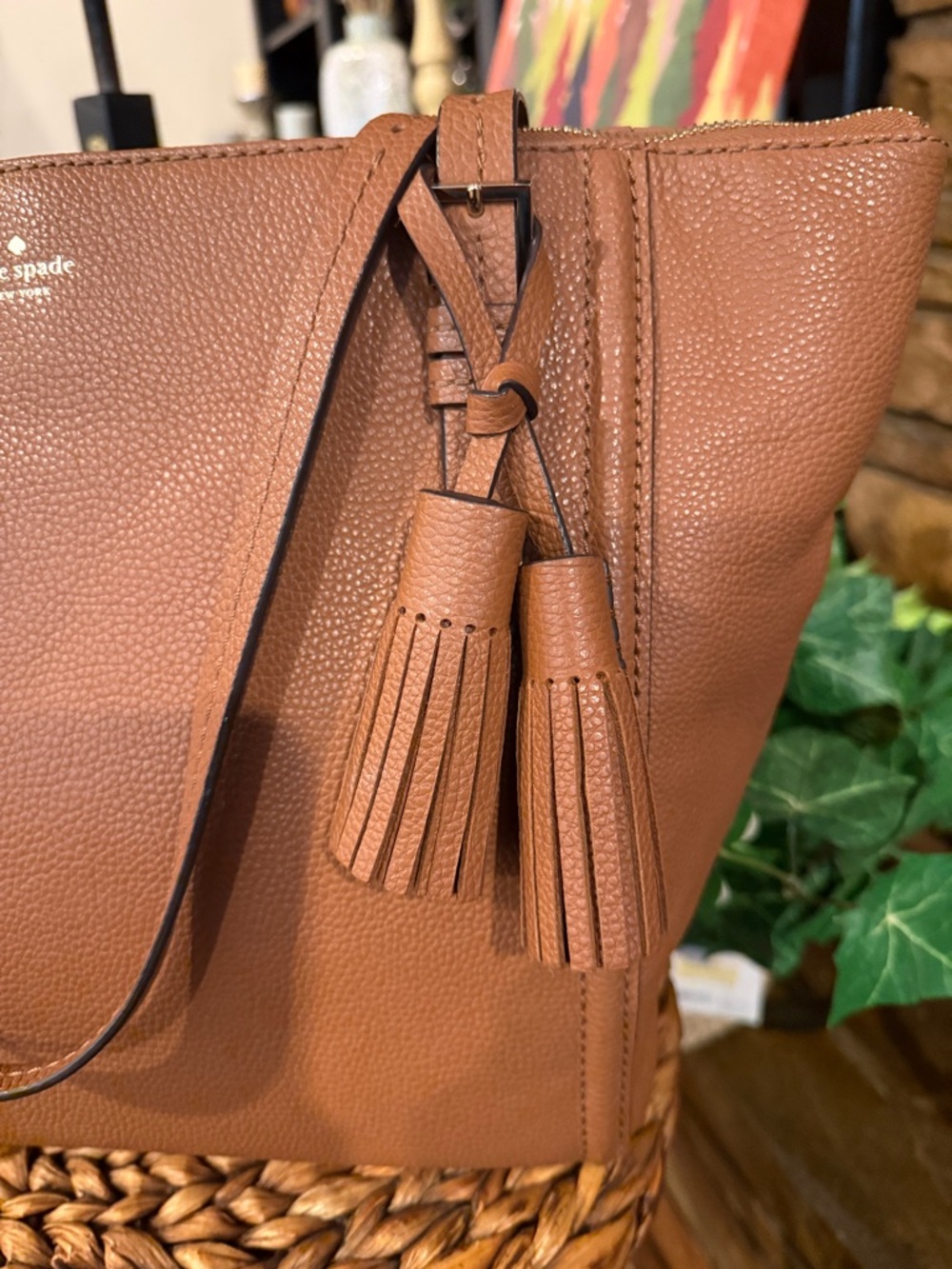 kate spade Leather Tote in Saddle Tan with Tassels - Picture 4 of 16